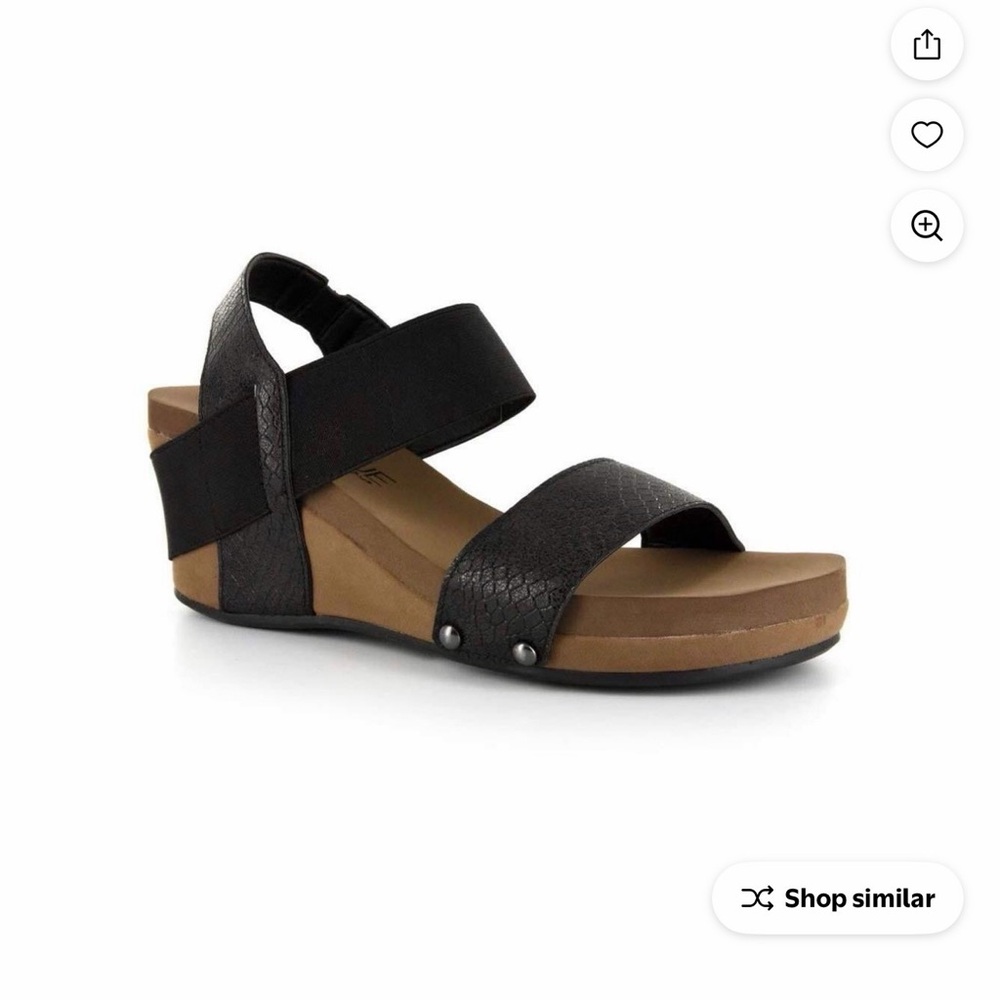 Corkys Black Strappy Wedge Sandal Size 7